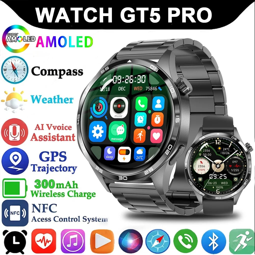 HUAWEI GT5 Pro Men's Smart Watch with GPS, NFC, 360x360 AMOLED Display, Heart Rate Monitoring, Bluetooth Calling, IP67 Waterproof, 2024 Model