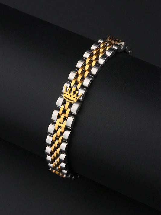 Stainless Steel Bracelet – Minimalist Three-Crown Design