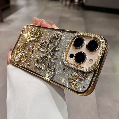 Diamond Butterfly Phone Case – Transparent Soft Cover for iPhone 13 to 16 Pro Max