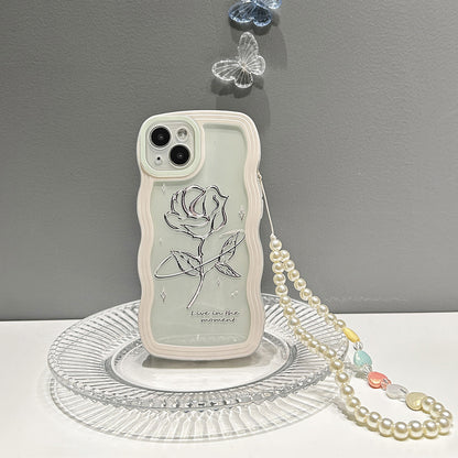 Rose Transparent Wave-Edge Phone Case – Soft Silicone, Full Protection