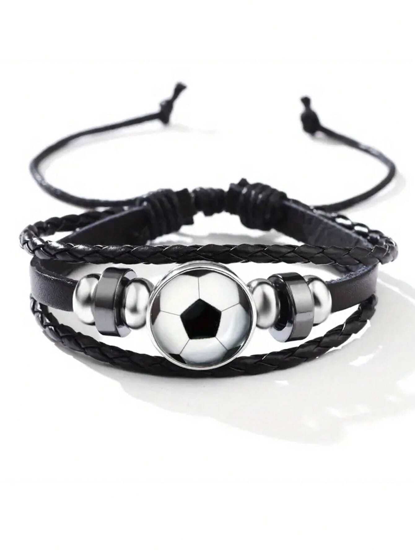 Sports Charm Bracelet – Basketball, Football & Baseball Glass Woven Design