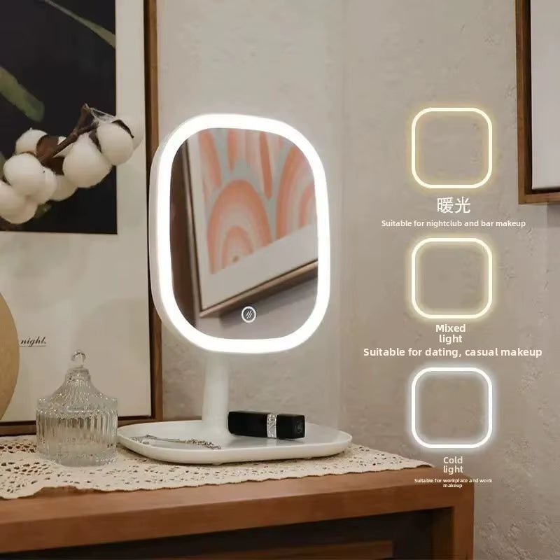 LED Makeup Mirror with Light – Portable Desktop Vanity Mirror for Home & Dorm Use