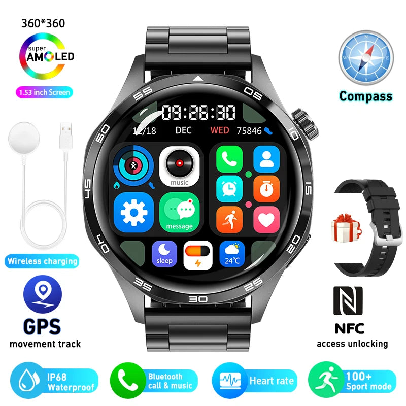 HUAWEI GT5 Pro Men's Smart Watch with GPS, NFC, 360x360 AMOLED Display, Heart Rate Monitoring, Bluetooth Calling, IP67 Waterproof, 2024 Model