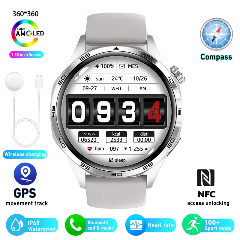 HUAWEI GT5 Pro Men's Smart Watch with GPS, NFC, 360x360 AMOLED Display, Heart Rate Monitoring, Bluetooth Calling, IP67 Waterproof, 2024 Model
