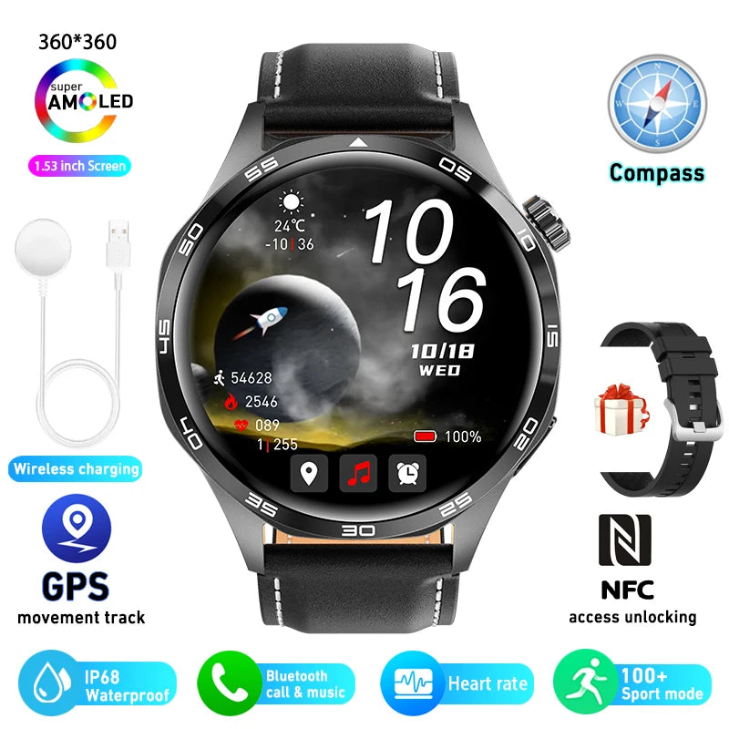 HUAWEI GT5 Pro Men's Smart Watch with GPS, NFC, 360x360 AMOLED Display, Heart Rate Monitoring, Bluetooth Calling, IP67 Waterproof, 2024 Model